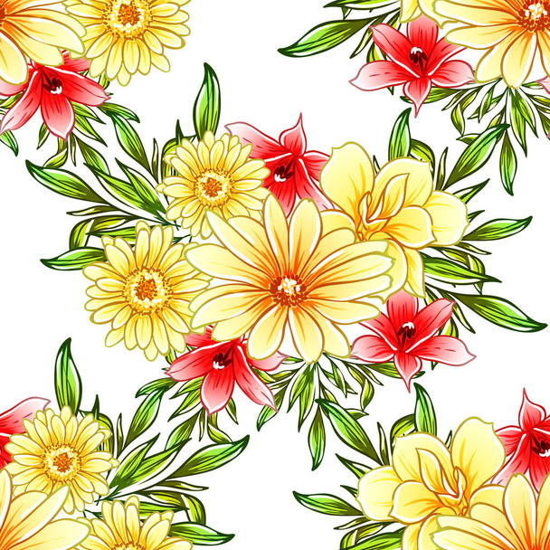 vector illustration of bright flowers pattern background - Vektor, obrázek