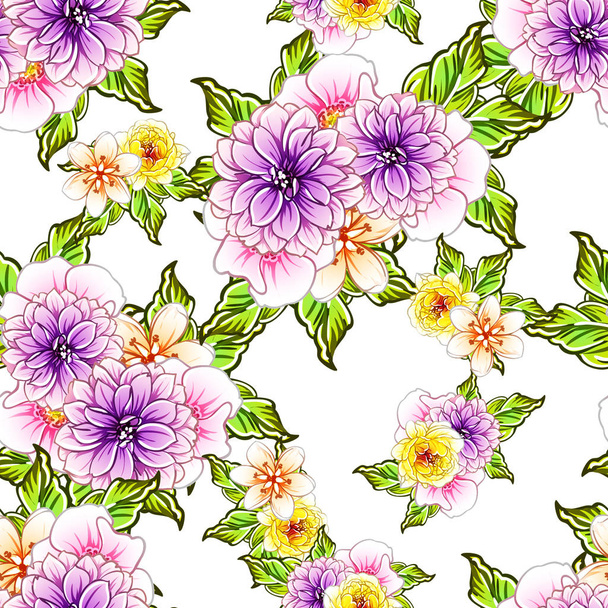 vector illustration of bright flowers pattern background - Vetor, Imagem