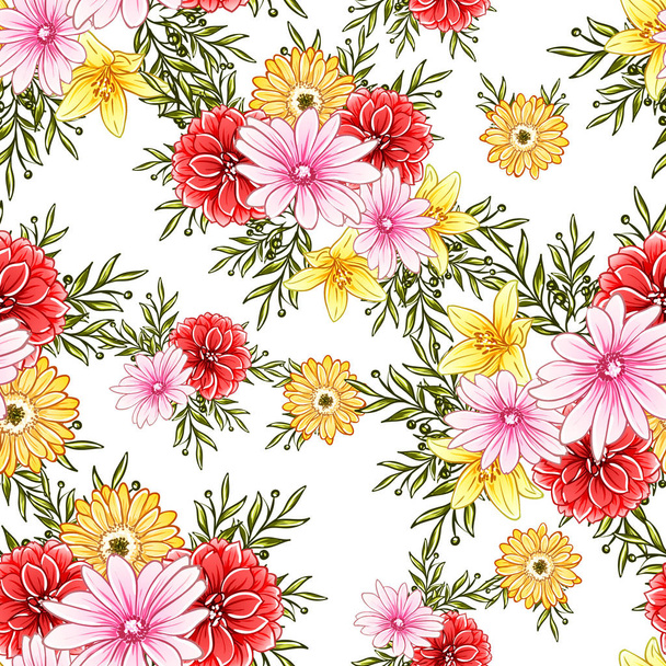 vector illustration of bright flowers pattern background - Vektor, Bild