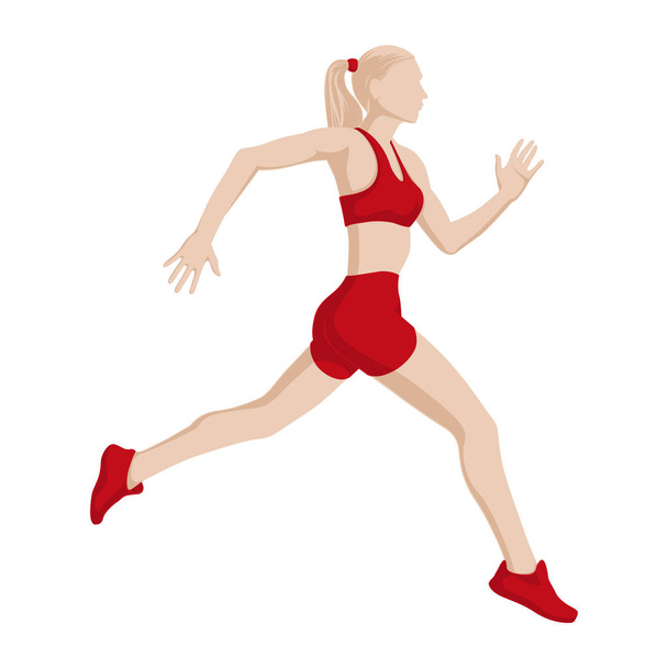 Women Running Marathons. Sportswoman Vector illustration. - Vector, Image