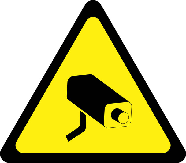 Znak ostrzegawczy z kamera do nadzoru - Zdjęcie, obraz