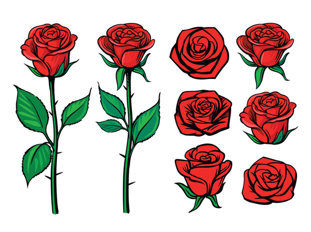 Rose flower set - Wektor, obraz