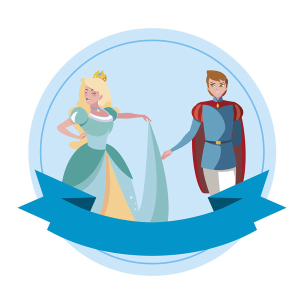 принц чарівний і принцеса персонажів казок
 - Вектор, зображення