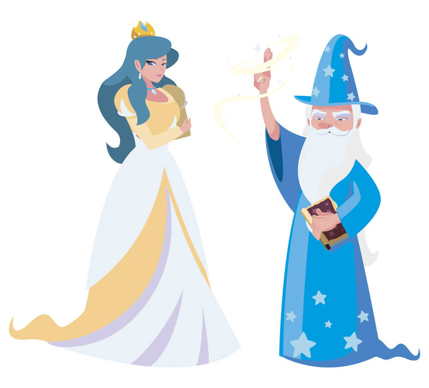 belle princesse avec magicien de personnages de contes
 - Vecteur, image