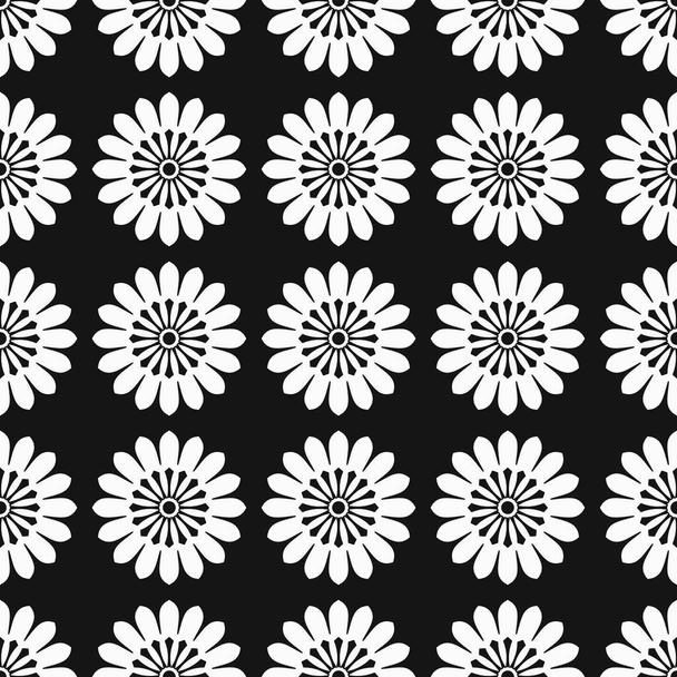 proste czarno-białe streszczenie tła z kręgami kwiatowymi kształtami  - Zdjęcie, obraz