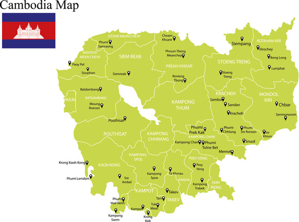 Χάρτης παρουσίαση διανύσματος Καμπότζης - Διάνυσμα, εικόνα