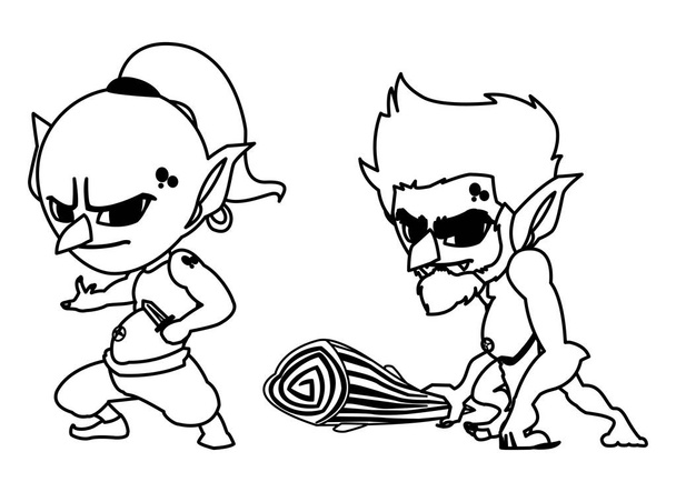csúnya troll a barlanglakó GNOME mágikus karakterek - Vektor, kép
