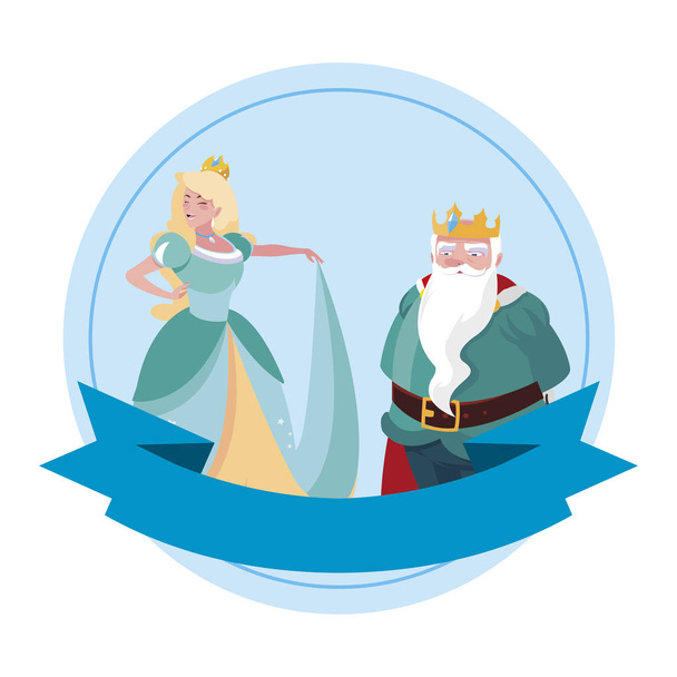 schöne Prinzessin und König der Märchenfiguren - Vektor, Bild
