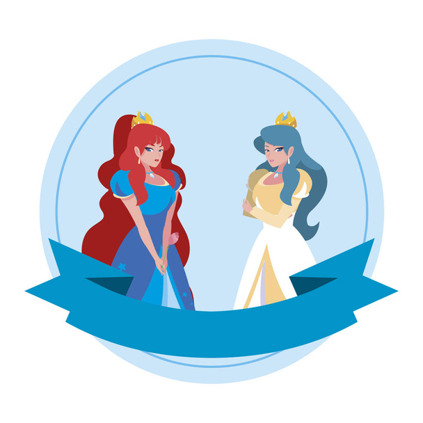 όμορφες πριγκίπισσες των ιστοριών χαρακτήρες - Διάνυσμα, εικόνα