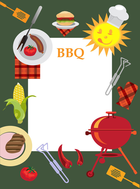 Bbq greeting card with picnic objects. - Photo, Image