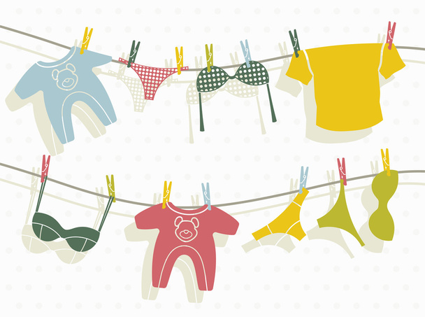 Clothes on washing line - Vector, Image