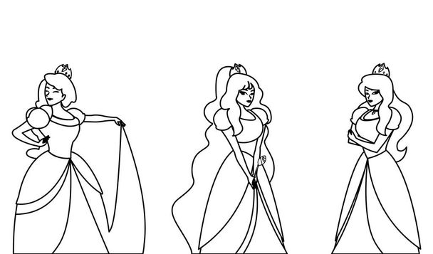 όμορφες πριγκίπισσες των ιστοριών χαρακτήρες - Διάνυσμα, εικόνα