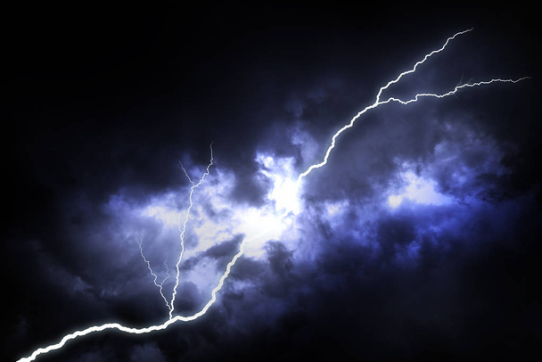 Lightning strike on the dark sky. - Photo, Image