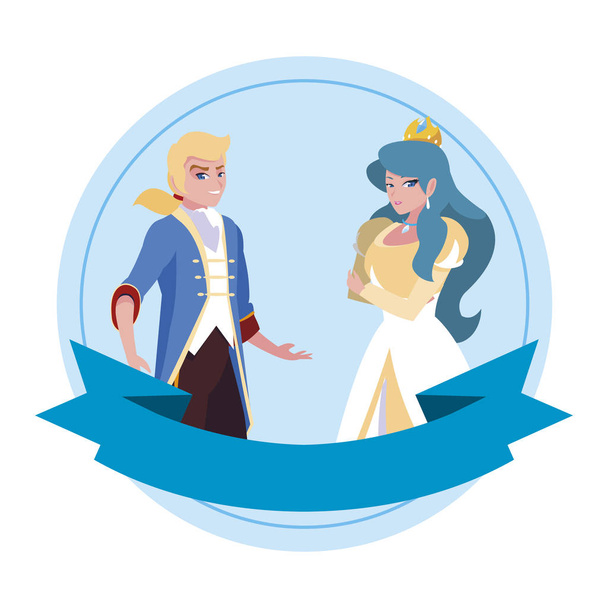 herceg bájos és hercegnő mesék karakter - Vektor, kép