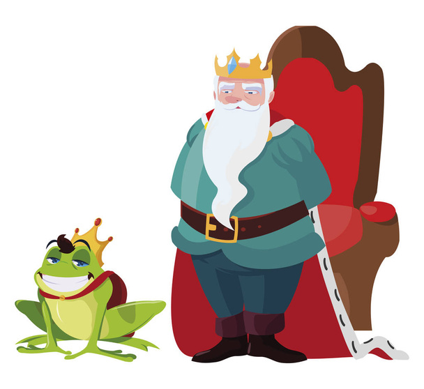 король на троні з жаб'ячими принцами
 - Вектор, зображення