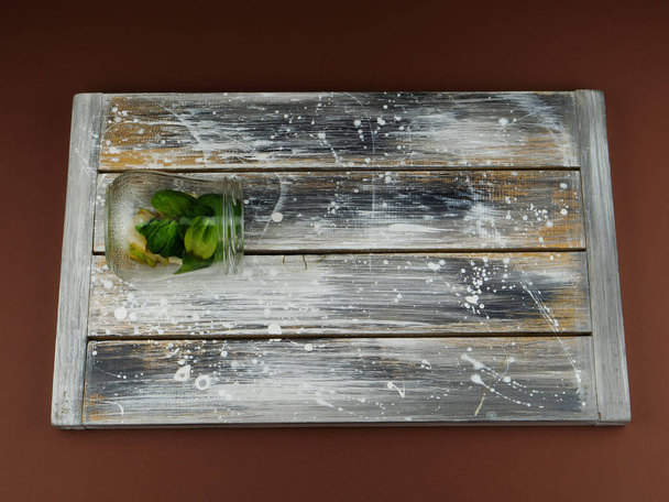 kitchen Board cooking vegetable salad leaf cheese nut pomegranate oil - Foto, Bild
