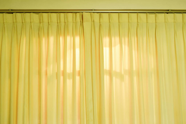  yellow curtain on home door texture and background - Photo, Image