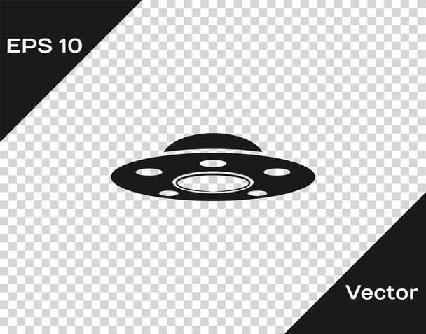 Grey UFO flying spaceship icon isolated on transparent background. Flying saucer. Alien space ship. Futuristic unknown flying object. Vector Illustration - Vector, Image