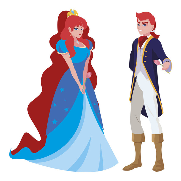 príncipe encantador e princesa de personagens contos
 - Vetor, Imagem