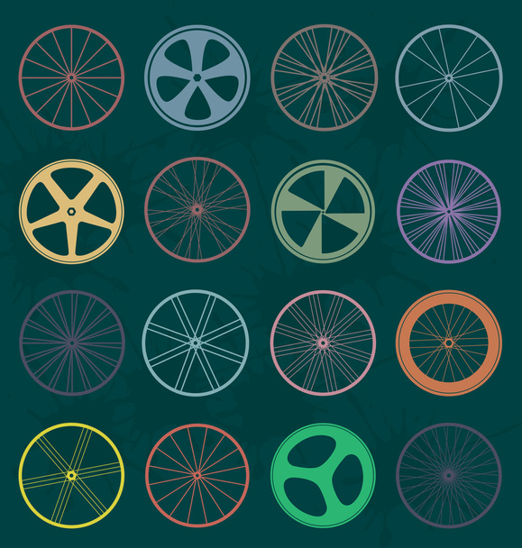 Vector Set: Retro Style Bike Wheel Silhouettes - Vector, Image