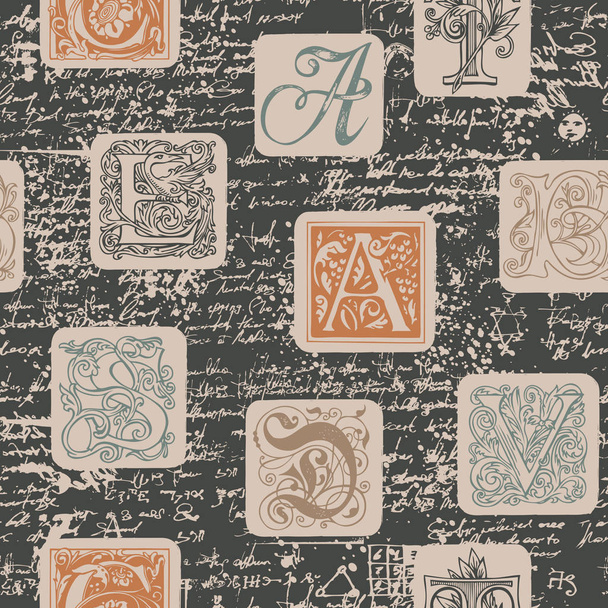 seamless pattern with capital and initial letters - Vettoriali, immagini