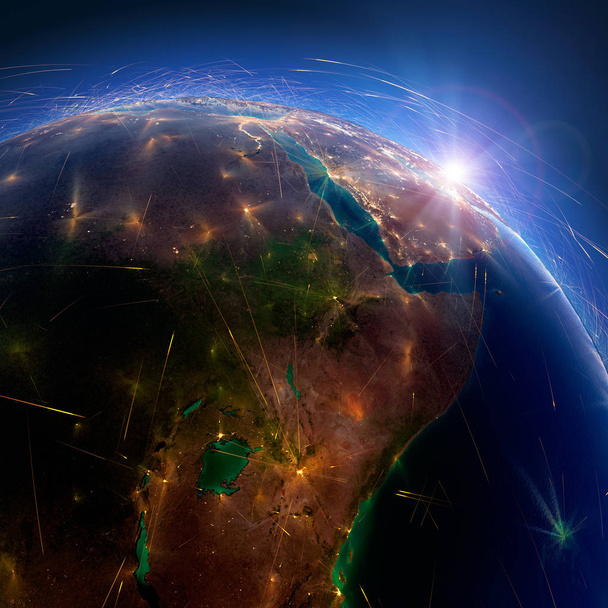 Dünya'daki detaylı hava yolları. Doğu Afrika. Kenya, Etiyopya, Tanz - Fotoğraf, Görsel