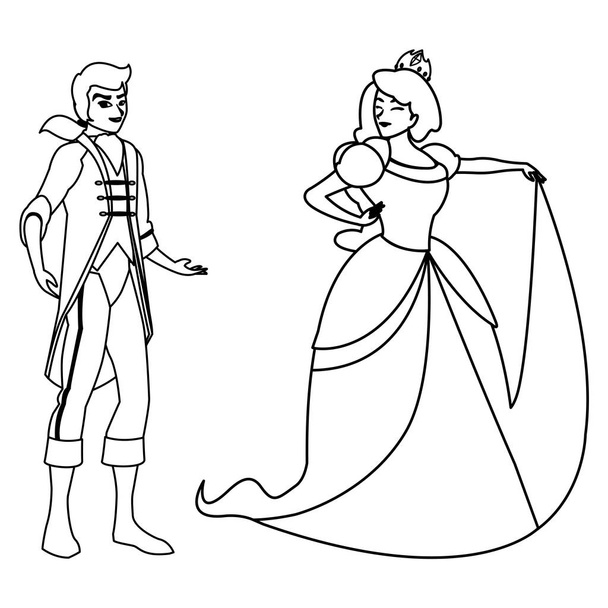 принц чарівний і принцеса персонажів казок
 - Вектор, зображення