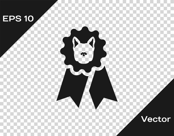 Grey Dog award symbol icon isolated on transparent background. Medal with dog footprint as pets exhibition winner concept. Vector Illustration - Vector, Image