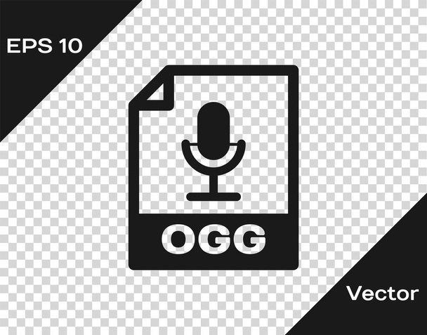 Szara ikona pliku OGG. Pobierz ikonę przycisku OGG izolowane na przezroczystym tle. OGG symbolu pliku. Ilustracja wektorowa - Wektor, obraz