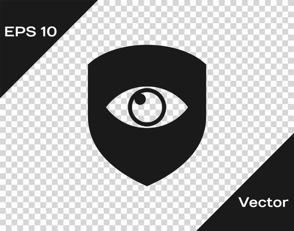Szara Tarcza i ikona oka izolowane na przezroczystym tle. Bezpieczeństwo, bezpieczeństwo, ochrona, koncepcja prywatności. Ilustracja wektorowa - Wektor, obraz