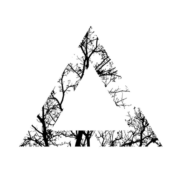 Silhouette eines Astes. Baum mit Dreiecksform. Tätowierung desi - Vektor, Bild