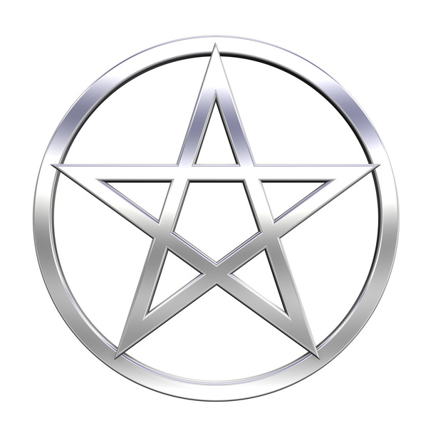 Chrome pentagram isolated on white - Photo, Image