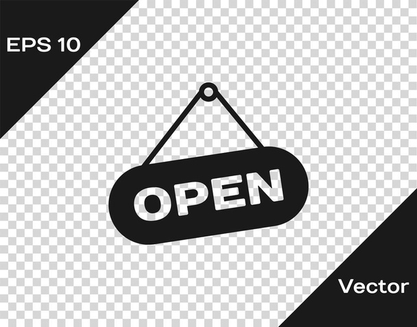 Grey Hanging sign with text Open door icon isolated on transparent background. Vector Illustration - Vector, Image