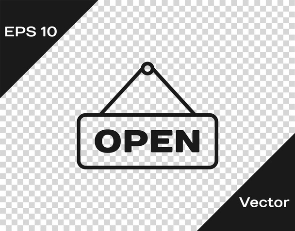 Grey Hanging sign with text Open door icon isolated on transparent background. Vector Illustration - Vector, Image
