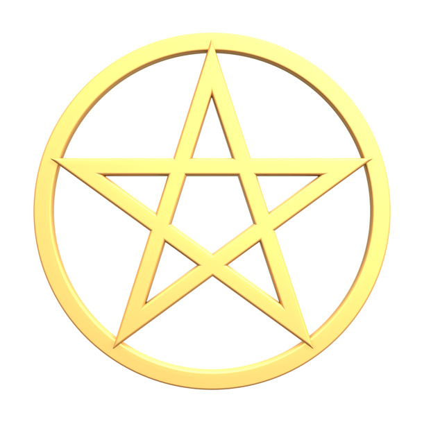 Altın pentagram üzerinde beyaz izole - Fotoğraf, Görsel