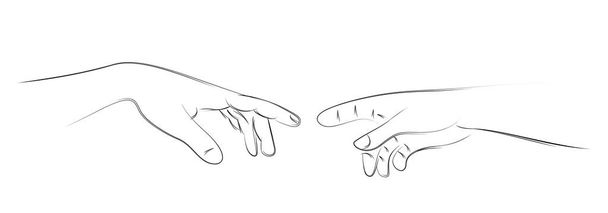 Lose up of human hands touching with fingers, vector illustratio - Vector, Image