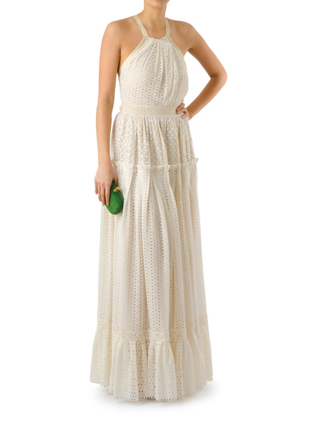 Жінка в модному платті концепції на білому
 - Фото, зображення