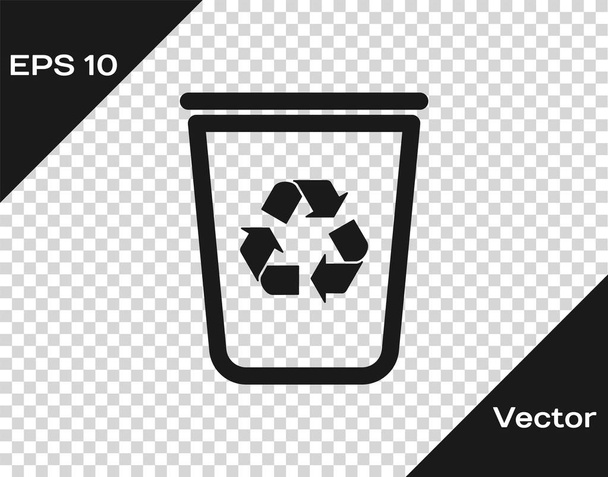 Grey Recycle bin with recycle symbol icon isolated on transparent background. Trash can icon. Garbage bin sign. Recycle basket sign. Vector Illustration - Vector, Image