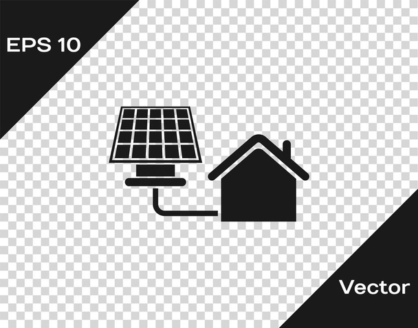 Casa gris con icono de panel solar aislado sobre fondo transparente. Ecología, energía solar renovable. Casa respetuosa con el medio ambiente. Protección Ambiental. Ilustración vectorial
 - Vector, Imagen