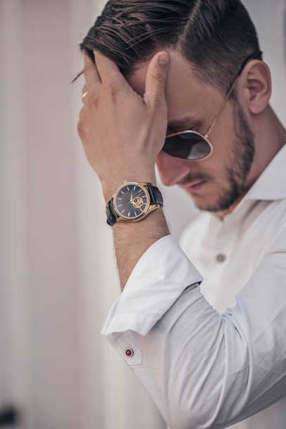 Stylish elegant watch on man hand - Photo, Image