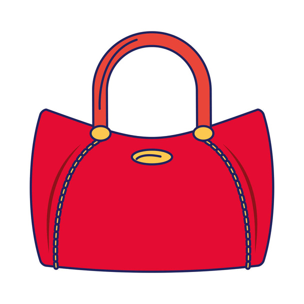 Women fashion bag accesorie cartoon isolated blue lines - Διάνυσμα, εικόνα