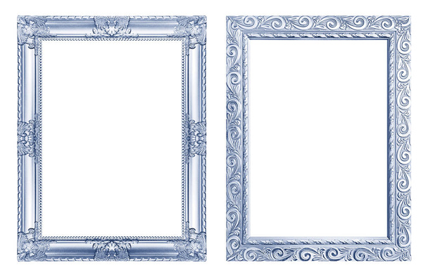 Conjunto 2 - Moldura azul antigo isolado no fundo branco, clippin
 - Foto, Imagem