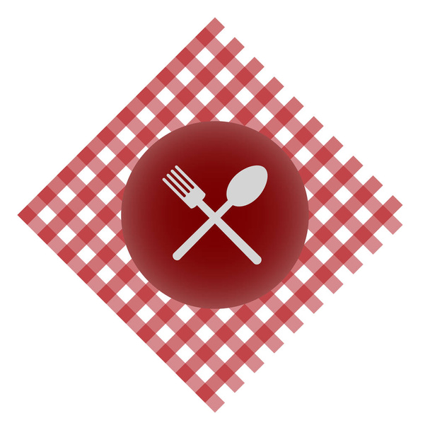 Vector dish plate on red checked cloth - Vector, Image