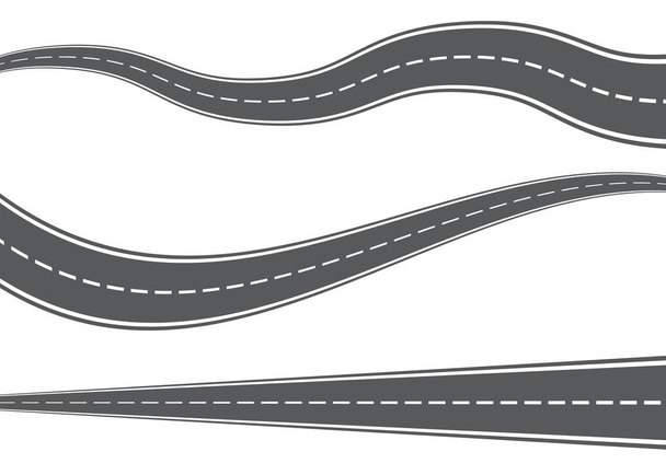Wektorowa zakrzywiona droga z białymi oznaczeniami. Ilustracja wektorowa - Wektor, obraz