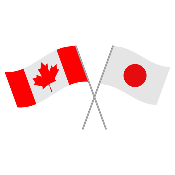 Japanese and Canadian flags vector isolated on white background - Vector, Image
