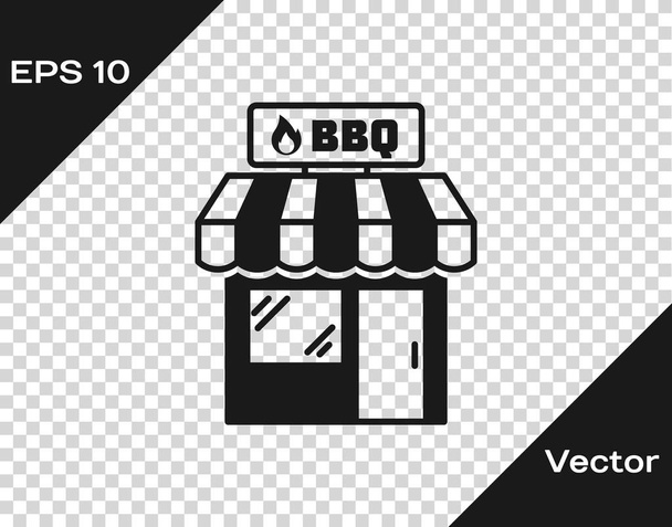 Grey Barbecue shopping building or market store icon isolated on transparent background. BBQ grill party. Shop construction. Vector Illustration - Vector, Image