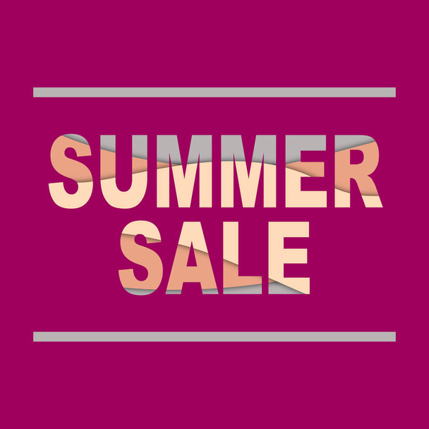 Summer sale banner with paper cut style vector illustration. - Vector, imagen