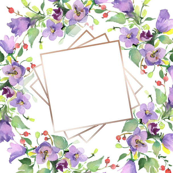 Bouquet floral botanical flowers. Watercolor background illustration set. Frame border ornament square. - Фото, зображення
