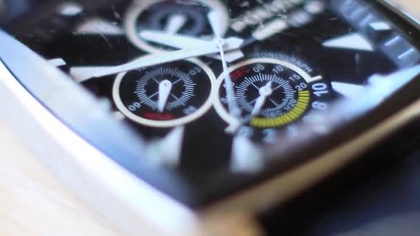 clock hands ticking on the dial close-up - Video, Çekim