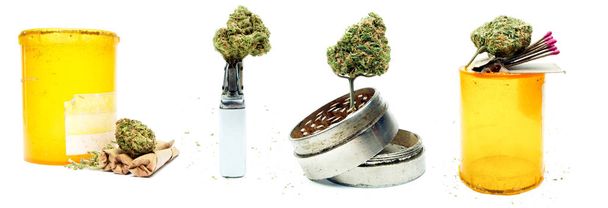 Composition conceptuelle de la marijuana isolée sur fond blanc
. - Photo, image